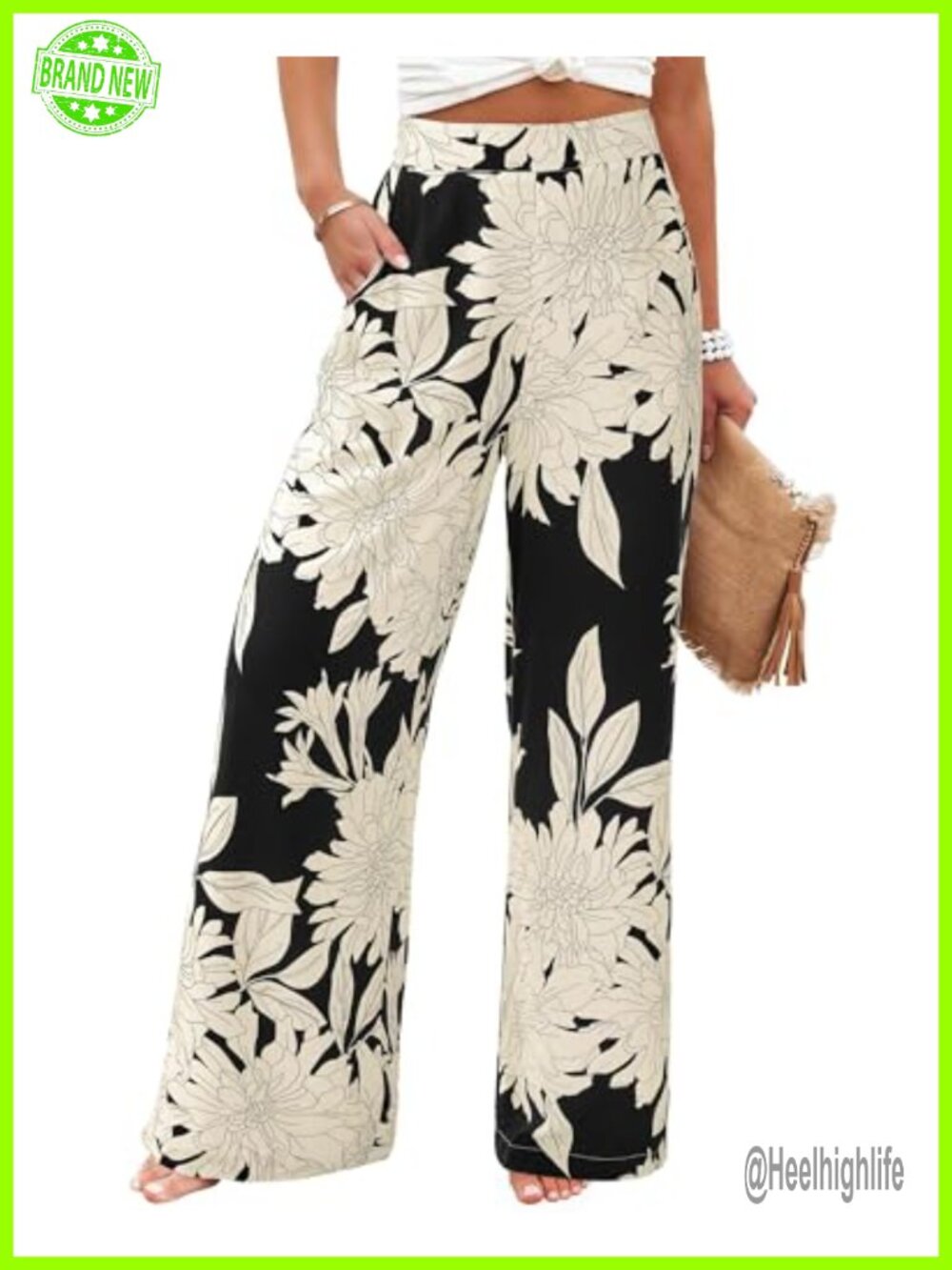 Wide Leg Palazzo Pants High Waisted Flowy Trousers with Pockets
